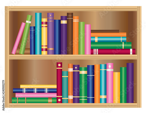 Bookcase with colorful books