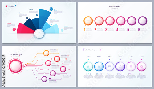Set of vector 6 options infographic designs, templates for web, 