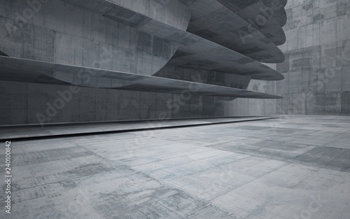 Empty dark abstract concrete smooth interior . Architectural background. 3D illustration and rendering