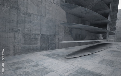 Empty dark abstract concrete smooth interior . Architectural background. 3D illustration and rendering