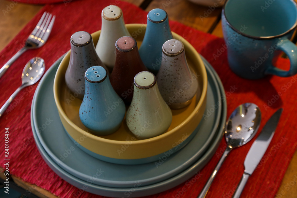 Tableware and cutlery on the table Tableware and cutlery on the table