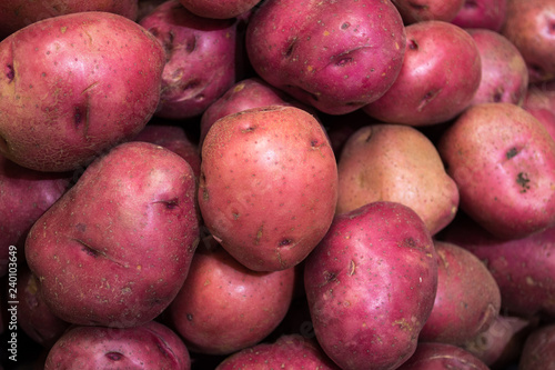 pile of red potatoes at supermarket
