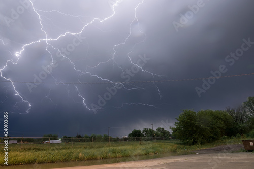 Active lightning show over northeast Nebraska at midnight. Photographed in the town of Norfolk, Nebraska in southeasterly direction. June 1st 2018.