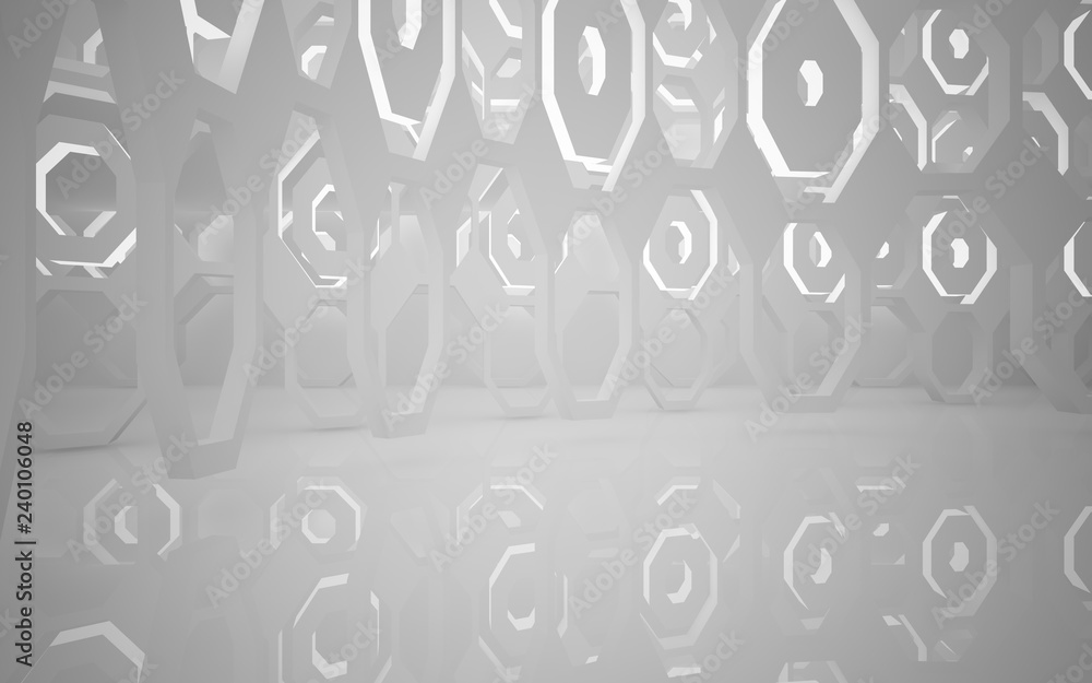 Abstract white interior of the future, with neon lighting. 3D illustration and rendering Abstract white interior of the future, with neon lighting. 3D illustration and rendering
