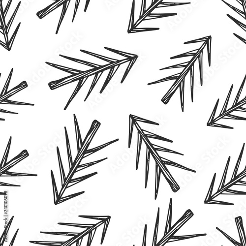 Hand drawn Christmas tree background. Doodle ink seamless pattern for New Year