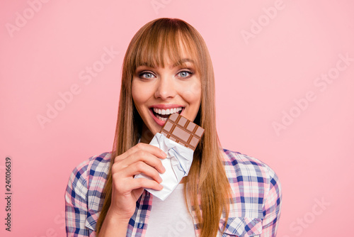 Close-up portrait of nice cute lovely fascinating winsome attrac