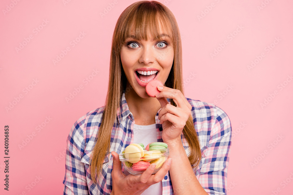 Close-up portrait of nice cute attractive hungry cheerful glad s Close-up portrait of nice cute attractive hungry cheerful glad s