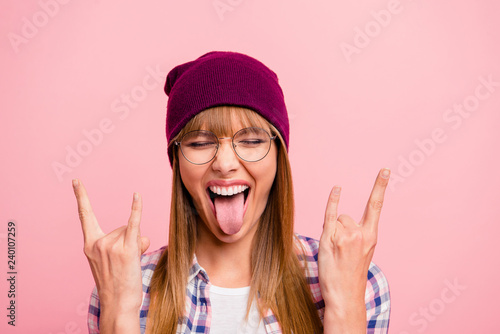 Fotografie Close-up portrait of nice cool dreamy crazy foolish attractive c