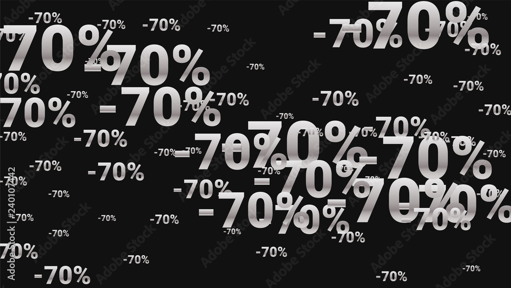 Percent Sings on Dark Background. Black Poster with Silver Percent Sings and Snowflakes. Vector Discount Sale Background. Percent Sings on Dark Background. Black Poster with Silver Percent Sings and Snowflakes. Vector Discount Sale Background.