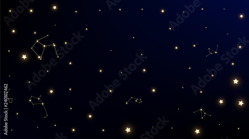 Constellation Map. Astronomical Print. Dark Blue Galaxy Pattern. Beautiful Cosmic Sky with Many Stars. Vector Milky Way Background. © litvinovaelena86
