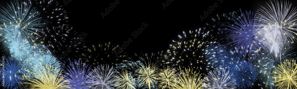 Silvester, Neujahr, 2019, Jubiläum, Feuerwerk, Banner, Header, Headline, Panorama, Textraum, copy space Silvester, Neujahr, 2019, Jubiläum, Feuerwerk, Banner, Header, Headline, Panorama, Textraum, copy space