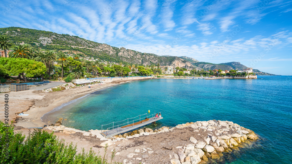 Landscape with amazing beach Baie des Fourmis, Beaulieu sur Mer,  Cote d'Azur, France