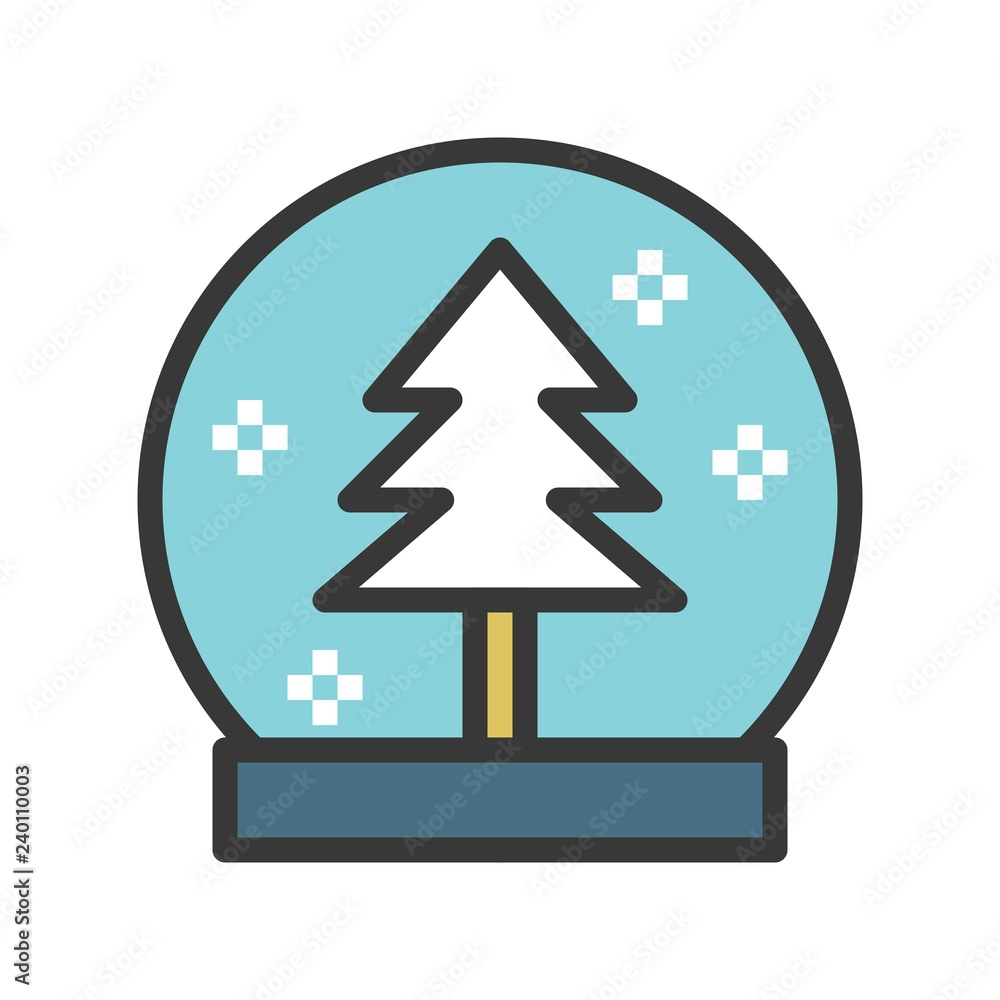 Snow globe vector, Chirstmas related filled style icon editable outline icon Snow globe vector, Chirstmas related filled style icon editable outline icon
