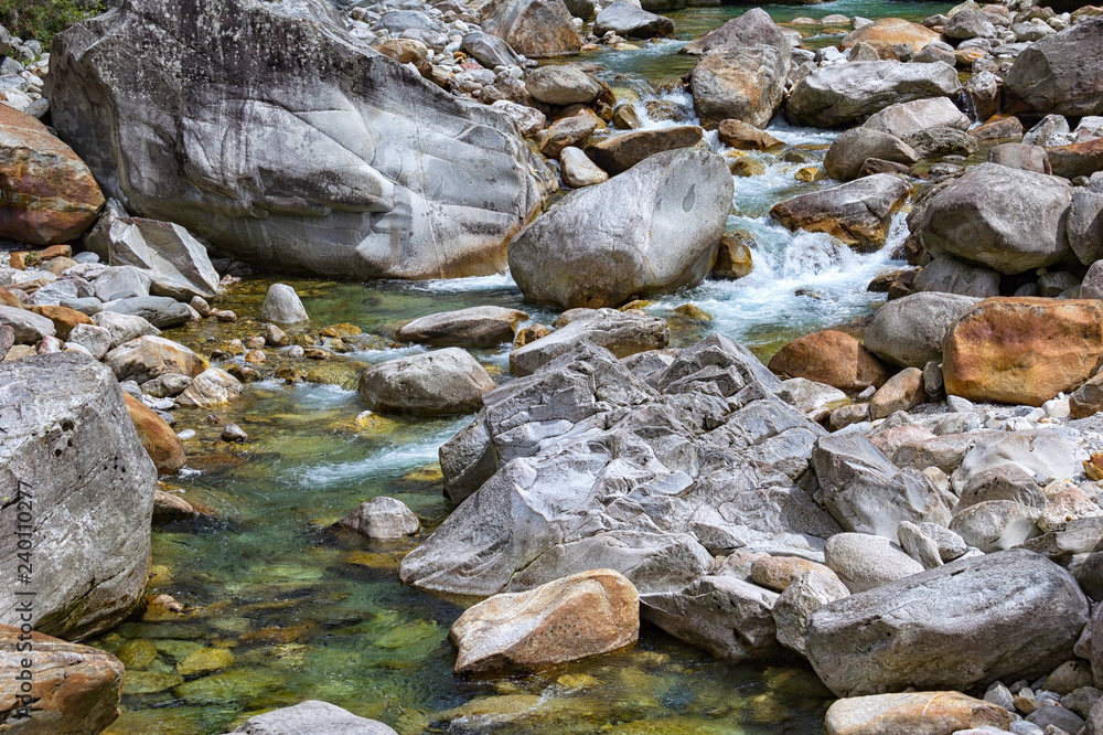 Small stream in the mountains of Ticino, the Maggia Valley