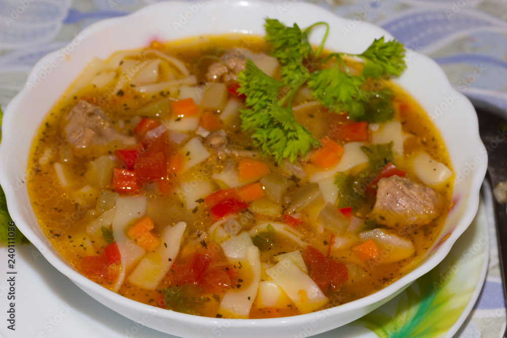 Lagman - traditional dish from Central Asia Lagman - traditional dish from Central Asia