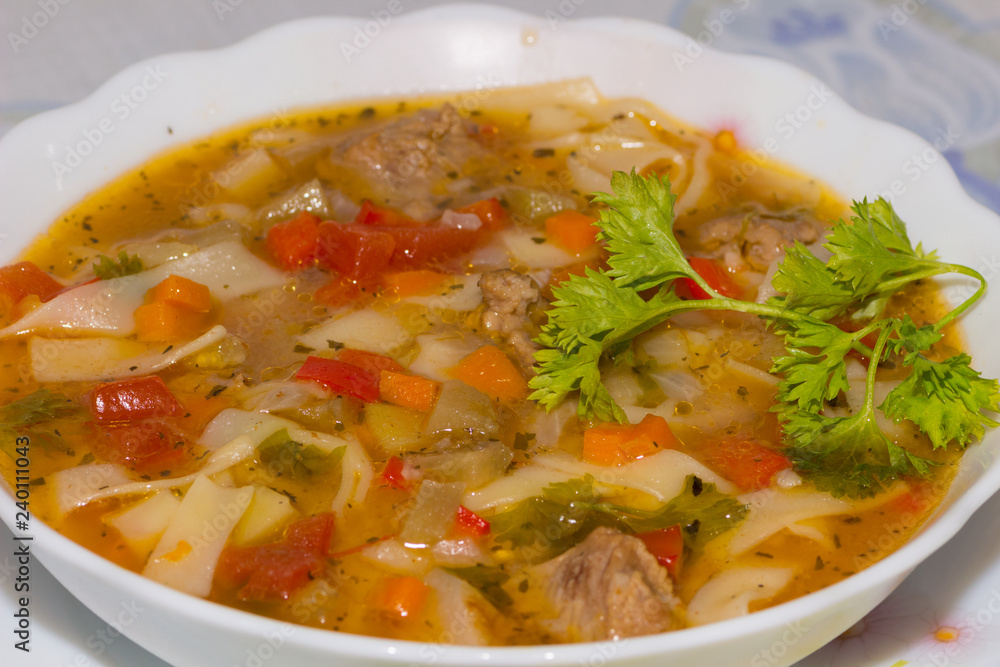 Lagman - traditional dish from Central Asia Lagman - traditional dish from Central Asia