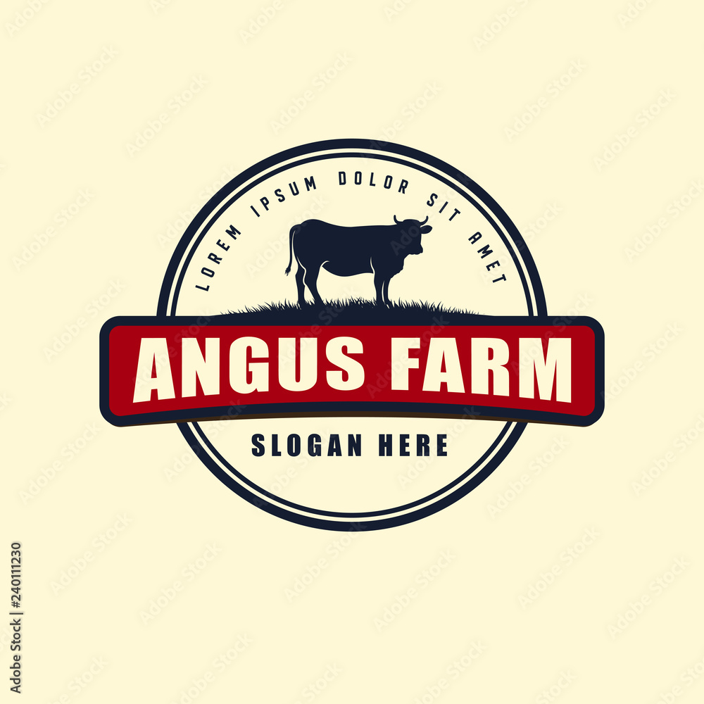 black angus logo design template. cow farm logo design