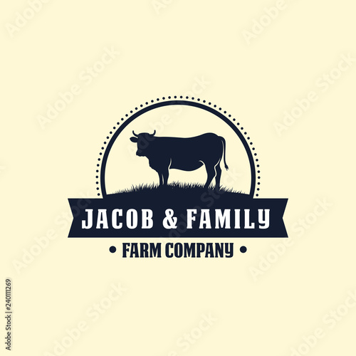 black angus logo design template. cow farm logo design