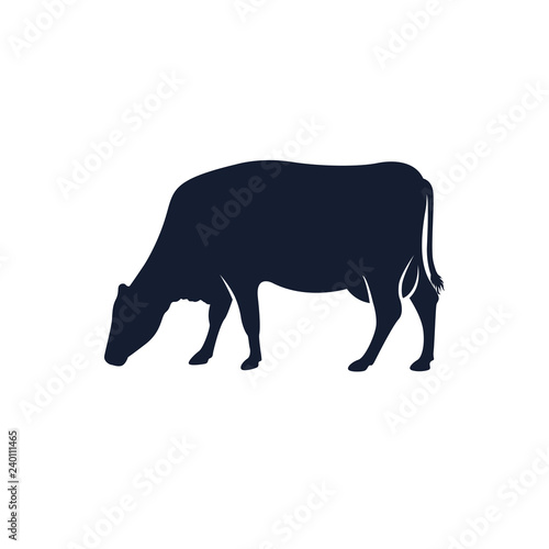 cow silhouette vector icon. black angus vector illustration