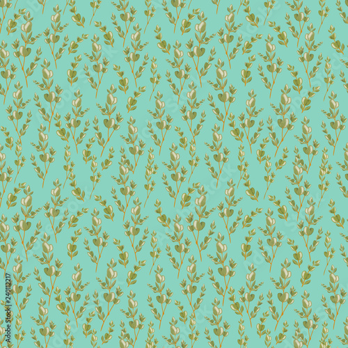 Vector floral pattern of branches. Natural elegant floristic surface design