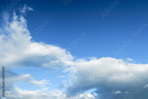 Clouds in the Blue Sky on Sunny Day, Nature Scenery with a Good Weather. Looking Up Shot