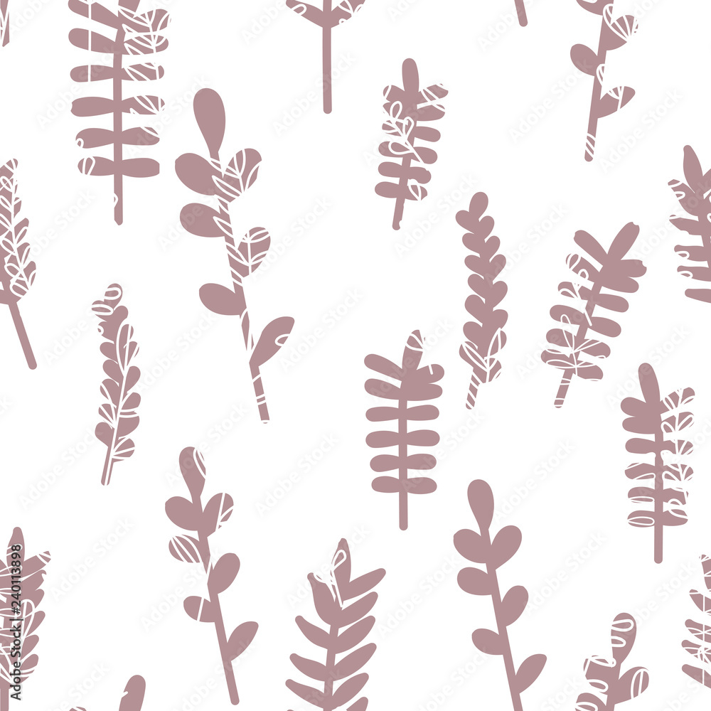 Seamless pattern jungle foliage plants and foliage cute seamless pattern. Vector outline leaves Seamless pattern jungle foliage plants and foliage cute seamless pattern. Vector outline leaves