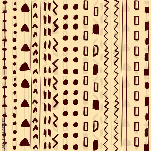 Etnic color geometric seamless pattern. Ornament fabric hand drawn