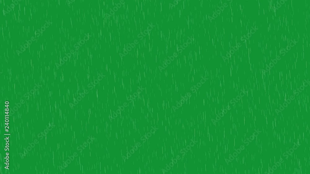Rain falling on the green screen