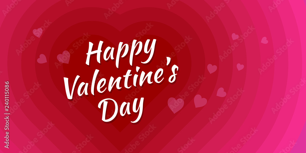 Happy valentines day handwritten text on red background. Concept for special offer. Vector illustration.