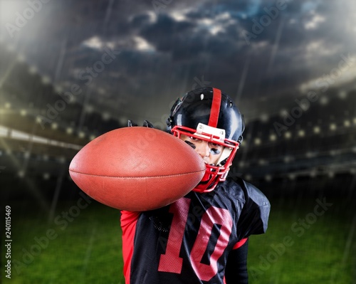 American football player against pitch background