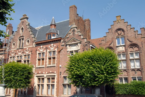 Ville de Bailleul, façades typiques des villes du nord, département du Nord, France