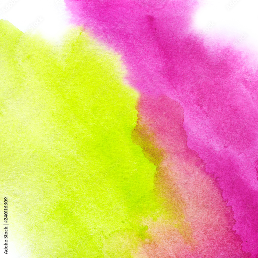 Plastic pink and Acid Green, trendy watercolor background. Great design element for brochure, banner, cover, booklet, UI, UX, flyer, card, poster and others