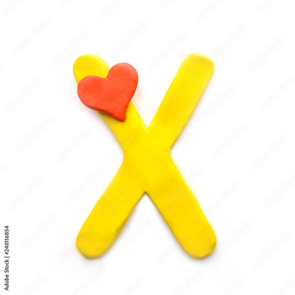 Plasticine letter X of the English alphabet Plasticine letter X of the English alphabet