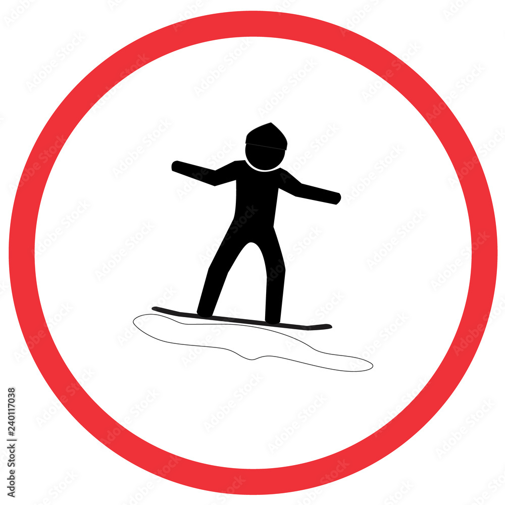 Snowboard zone, caution road symbol sign and traffic symbol design concept, vector illustration. 