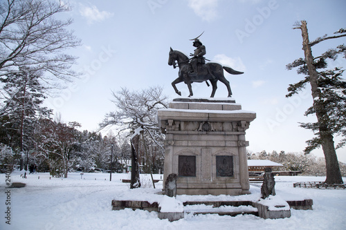 Statue of Masamune Date in Aobayama Park Sendai, Miyagi Prefecture, Japan photo