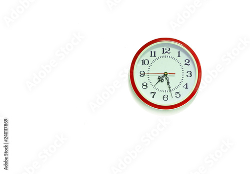 classic red round wall clock / watch wall clock isolated on white background