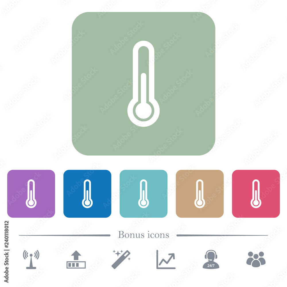 Thermometer flat icons on color rounded square backgrounds Thermometer flat icons on color rounded square backgrounds