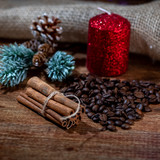 Merry Christmas, coffee with cinnamon