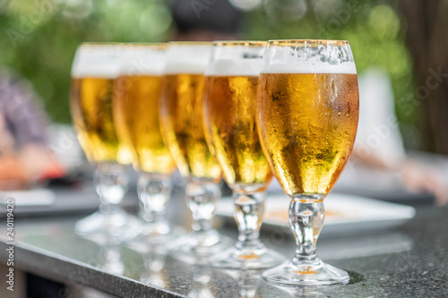 A glass of beer, algohol in the restaurant photo