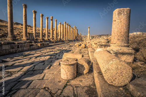 Jerash - September 29, 2018: Ancient Roman ruins of Jerash, Jordan