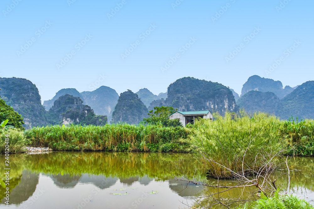 Fototapeta premium Mountains view in Ninh Binh, Vietnam