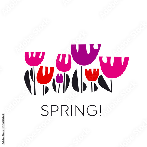 Spring tulips color vector ...