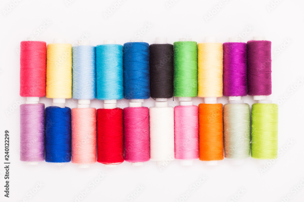 Set of Multicolored threads isolated on a white background Set of Multicolored threads isolated on a white background
