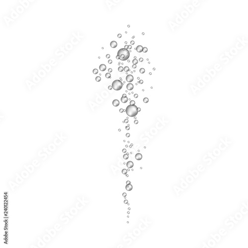 Underwater fizzing air bubbles flow in realistic 3d style isolated on white background - vector illustration of oxygen or gas fizzy sparkles stream in water or effervescent drink.