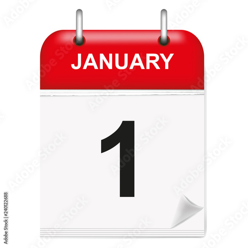 Daily calendar January day 1.Vector illustration.