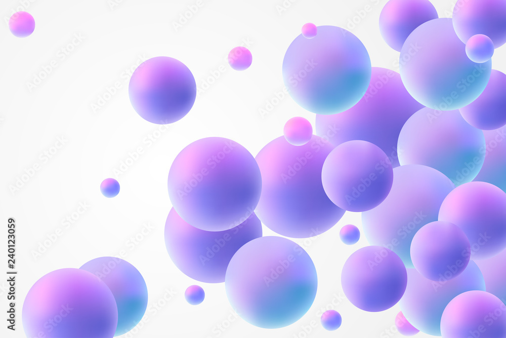 Decorative balls Vector illustration Abstract background with multicoloured matt balls floating on white backdrop