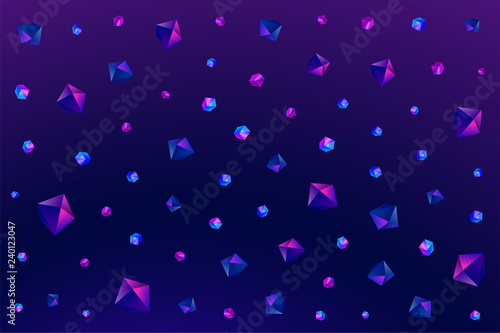 Crystal pattern Vector illustration Many different colourful crystals and gem stones on dark purple background