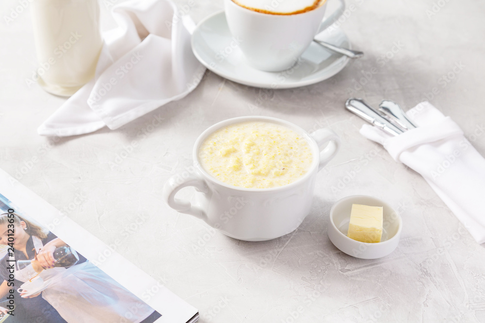 Cereal porridge for breakfast on the table Cereal porridge for breakfast on the table