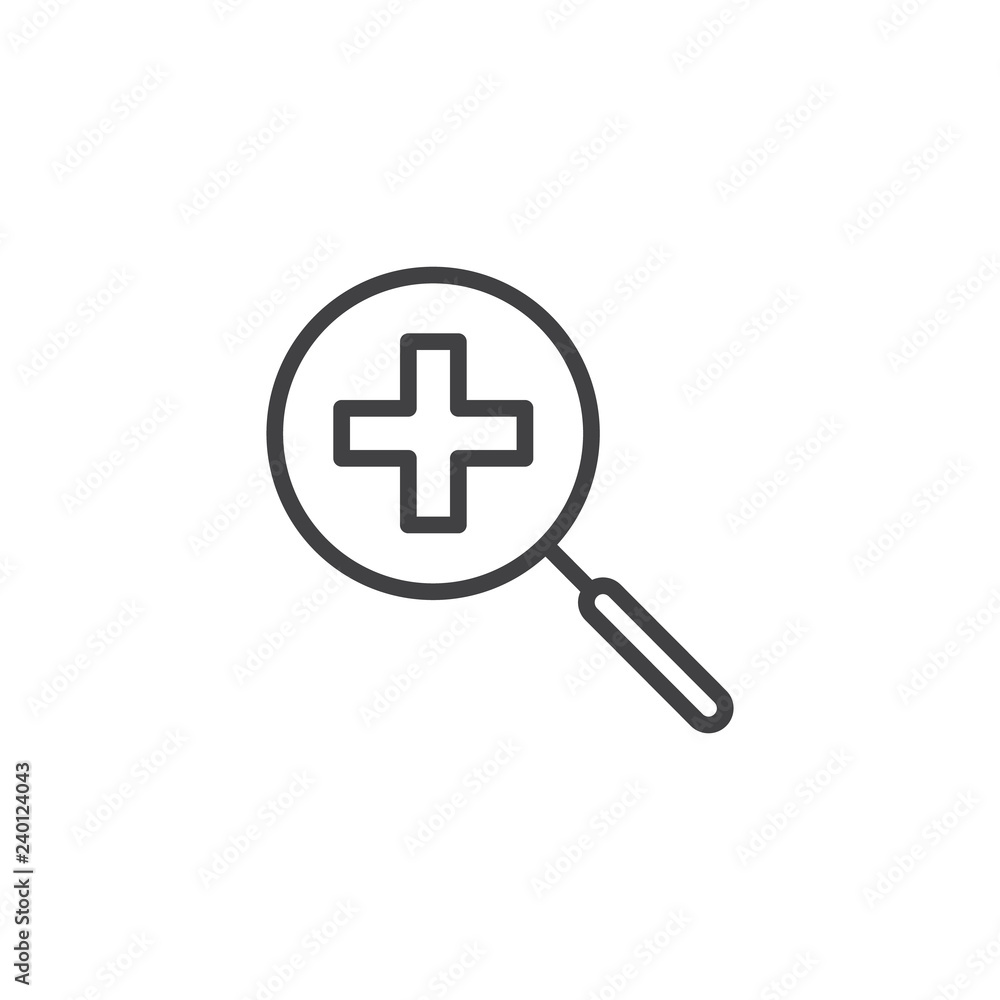 Zoom in Magnification outline icon. linear style sign for mobile concept and web design. Magnifier with plus simple line vector icon. Symbol, logo illustration. Pixel perfect vector graphics Zoom in Magnification outline icon. linear style sign for mobile concept and web design. Magnifier with plus simple line vector icon. Symbol, logo illustration. Pixel perfect vector graphics