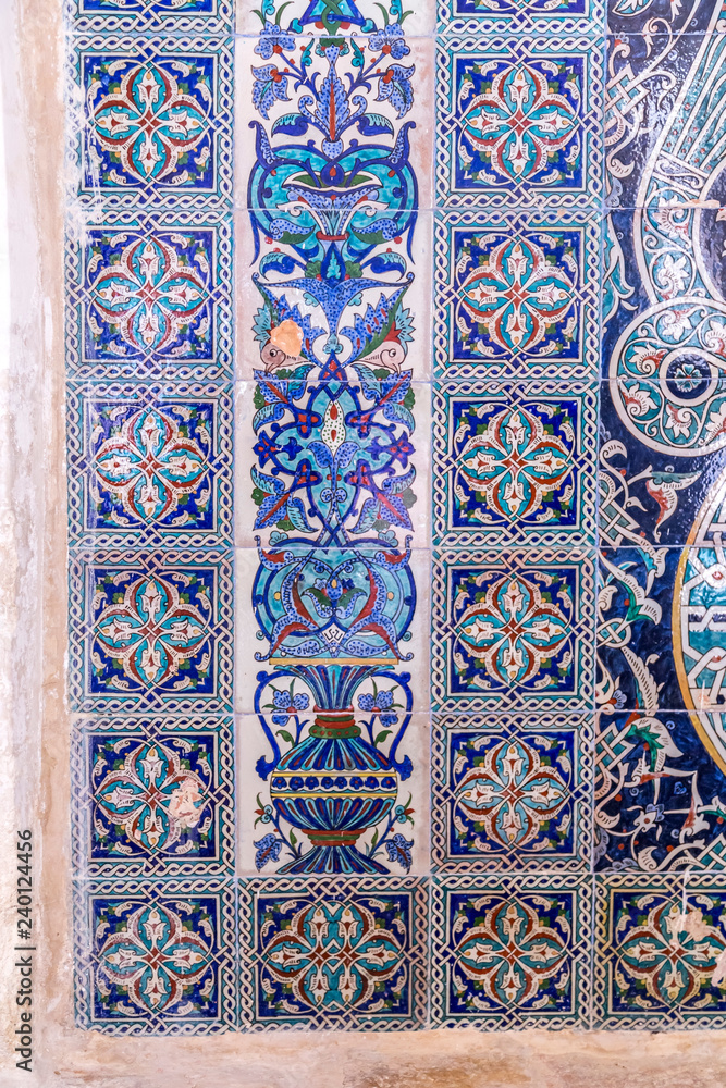Armenian tiles with beautiful decorations in Jerusalem